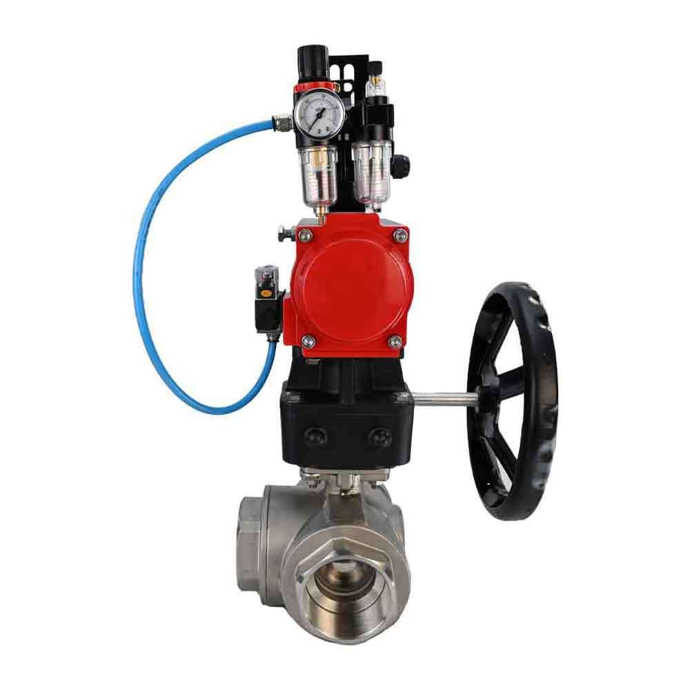 Stainless steel ball valve Elephant 3h-t-rpss316200mm-iso-pnevpr-sa-rasp-24v-bkv-hdm-bpv, body material - stainless steel AISI 316, ball material - stainless steel AISI 316, seal - PTFE, pneumatic actuator operated