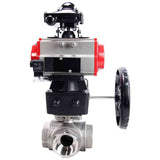 Stainless steel ball valve Elephant 3h-l-rpss316200mm-iso-pnevpr-sa-rasp-24v-bkv-hdm, body material - stainless steel AISI 316, ball material - stainless steel AISI 316, seal - PTFE, pneumatic actuator operated