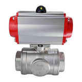 Stainless steel ball valve Elephant 3h-t-rpss316200mm-iso-pnevpr-da, body material - stainless steel AISI 316, ball material - stainless steel AISI 316, seal - PTFE, pneumatic actuator operated