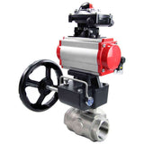 Stainless steel ball valve Elephant 3h-l-rpss316200mm-iso-pnevpr-sa-rasp-24v-bkv-hdm, body material - stainless steel AISI 316, ball material - stainless steel AISI 316, seal - PTFE, pneumatic actuator operated