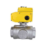 Stainless steel ball valve Elephant RP.SS316.200.MM.ISO 914 PSI threaded, standard port, three way, L-type, body material - stainless steel AISI 316, with quater-turn electric actuator Elephant QT-W (M) 220V