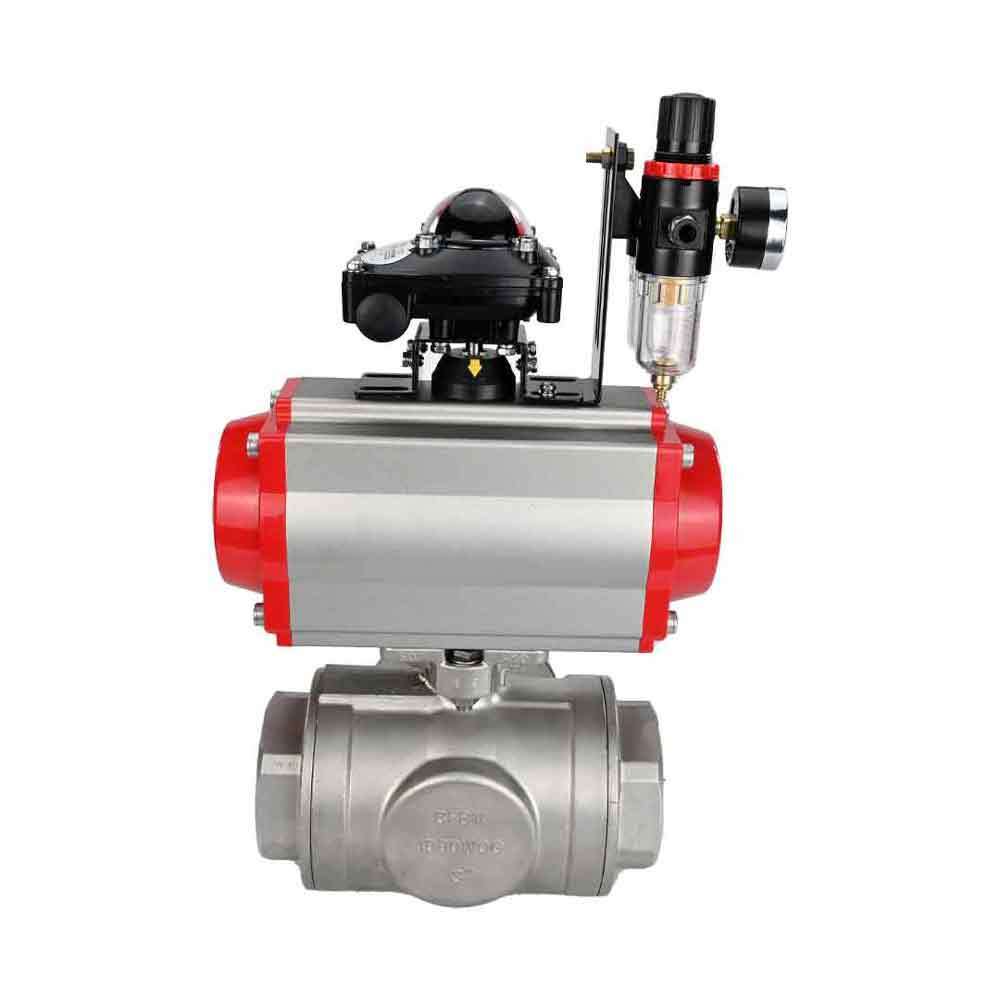 Stainless steel ball valve Elephant 3h-t-rpss316200mm-iso-pnevpr-sa-rasp-24v-bkv-bpv, body material - stainless steel AISI 316, ball material - stainless steel AISI 316, seal - PTFE, pneumatic actuator operated