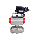 Stainless steel ball valve Elephant 3h-t-rpss316200mm-iso-pnevpr-sa-epp-boz, body material - stainless steel AISI 316, ball material - stainless steel AISI 316, seal - PTFE, pneumatic actuator operated