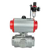 Stainless steel ball valve Elephant 3h-l-rpss316200mm-iso-pnevpr-sa-rasp-24v-atu, body material - stainless steel AISI 316, ball material - stainless steel AISI 316, seal - PTFE, pneumatic actuator operated