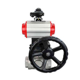 Stainless steel ball valve Elephant 3h-l-rpss316200mm-iso-pnevpr-sa-bkv-hdm, body material - stainless steel AISI 316, ball material - stainless steel AISI 316, seal - PTFE, pneumatic actuator operated