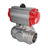 Stainless steel ball valve Elephant 3h-t-rpss316200mm-iso-pnevpr-sa, body material - stainless steel AISI 316, ball material - stainless steel AISI 316, seal - PTFE, pneumatic actuator operated