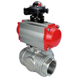 Stainless steel ball valve Elephant 3h-t-rpss316200mm-iso-pnevpr-sa-bkv, body material - stainless steel AISI 316, ball material - stainless steel AISI 316, seal - PTFE, pneumatic actuator operated