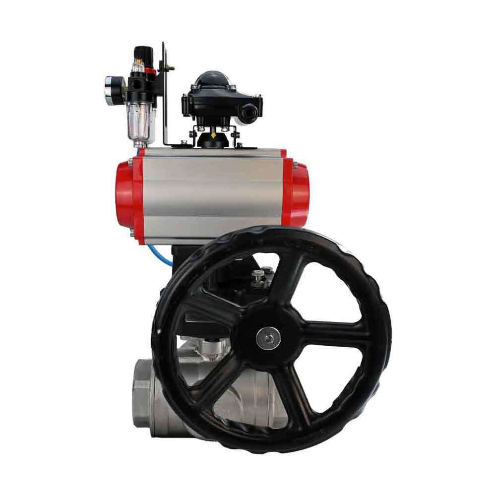 Stainless steel ball valve Elephant 3h-t-rpss316200mm-iso-pnevpr-da-rasp-24v-bkv-hdm-bpv, body material - stainless steel AISI 316, ball material - stainless steel AISI 316, seal - PTFE, pneumatic actuator operated