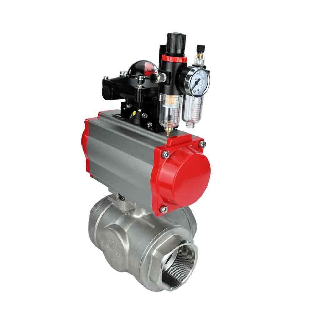 Stainless steel ball valve Elephant 3h-t-rpss316200mm-iso-pnevpr-da-rasp-24v-bkv-bpv, body material - stainless steel AISI 316, ball material - stainless steel AISI 316, seal - PTFE, pneumatic actuator operated