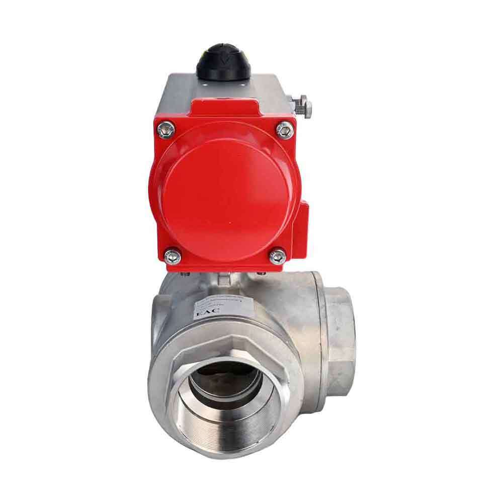 Stainless steel ball valve Elephant 3h-t-rpss316200mm-iso-pnevpr-da, body material - stainless steel AISI 316, ball material - stainless steel AISI 316, seal - PTFE, pneumatic actuator operated