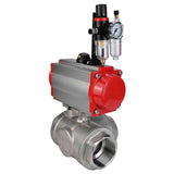 Stainless steel ball valve Elephant 3h-l-rpss316200mm-iso-pnevpr-da-rasp-24v-atu, body material - stainless steel AISI 316, ball material - stainless steel AISI 316, seal - PTFE, pneumatic actuator operated