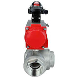 Stainless steel ball valve Elephant 3h-l-rpss316200mm-iso-pnevpr-sa-bkv, body material - stainless steel AISI 316, ball material - stainless steel AISI 316, seal - PTFE, pneumatic actuator operated