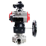 Stainless steel ball valve Elephant 3h-l-rpss316200mm-iso-pnevpr-sa-rasp-110/220v-bkv-hdm, body material - stainless steel AISI 316, ball material - stainless steel AISI 316, seal - PTFE, pneumatic actuator operated