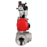 Stainless steel ball valve Elephant 3h-l-rpss316200mm-iso-pnevpr-da-rasp-110/220v-atu, body material - stainless steel AISI 316, ball material - stainless steel AISI 316, seal - PTFE, pneumatic actuator operated