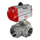 Stainless steel ball valve Elephant 3h-t-rpss316200mm-iso-pnevpr-da, body material - stainless steel AISI 316, ball material - stainless steel AISI 316, seal - PTFE, pneumatic actuator operated