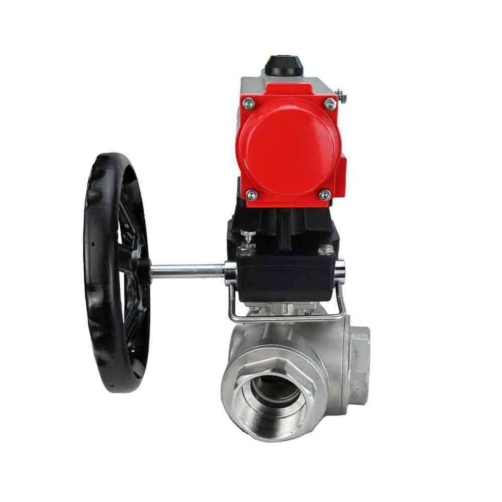 Stainless steel ball valve Elephant 3h-t-rpss316200mm-iso-pnevpr-da-hdm, body material - stainless steel AISI 316, ball material - stainless steel AISI 316, seal - PTFE, pneumatic actuator operated