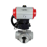 Stainless steel ball valve Elephant 3h-l-rpss316200mm-iso-pnevpr-sa-hdm, body material - stainless steel AISI 316, ball material - stainless steel AISI 316, seal - PTFE, pneumatic actuator operated