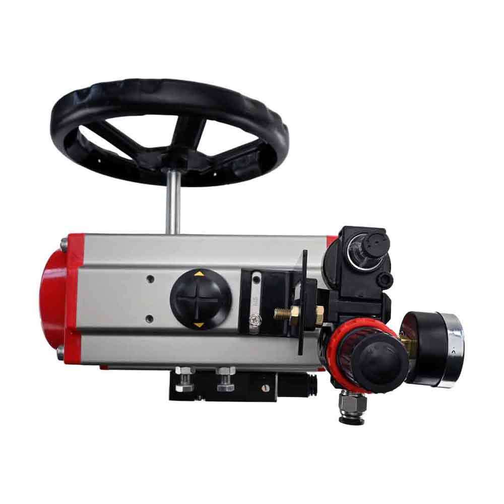 Stainless steel ball valve Elephant 3h-l-rpss316200mm-iso-pnevpr-sa-rasp-24v-hdm-bpv, body material - stainless steel AISI 316, ball material - stainless steel AISI 316, seal - PTFE, pneumatic actuator operated