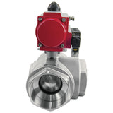 Stainless steel ball valve Elephant 3h-l-rpss316200mm-iso-pnevpr-da-rasp-110/220v, body material - stainless steel AISI 316, ball material - stainless steel AISI 316, seal - PTFE, pneumatic actuator operated