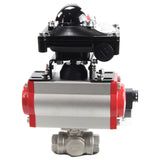 Stainless steel ball valve Elephant 3h-l-rpss316200mm-iso-pnevpr-da-rasp-110/220v-bkv, body material - stainless steel AISI 316, ball material - stainless steel AISI 316, seal - PTFE, pneumatic actuator operated