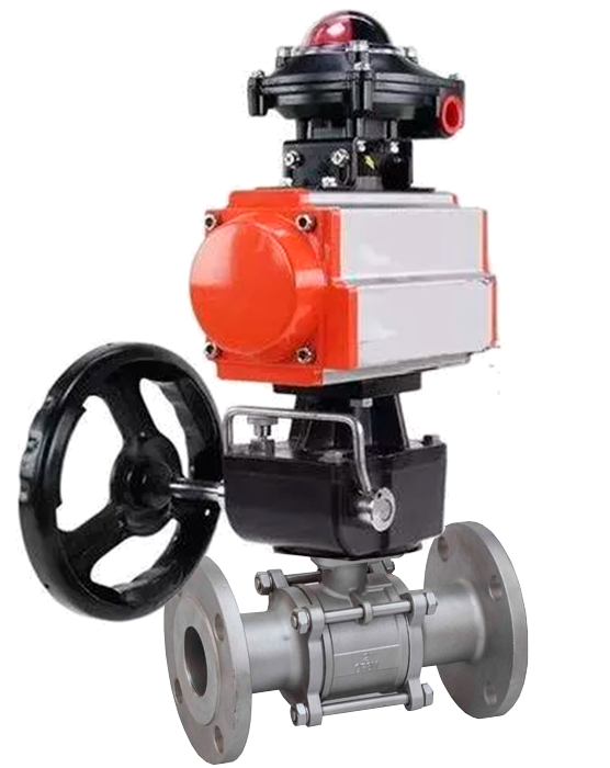 Stainless steel ball valve Elephant ksfpt-316-180-da-apl210n-hdm, body material - stainless steel AISI 316, ball material - stainless steel AISI 316, seal - PTFE, pneumatic actuator operated