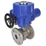 Stainless steel ball valve Elephant BVFP.316.200, body material - stainless steel AISI 316, full port, flanged, with quater-turn electric actuator Elephant QT-W (M) 220V