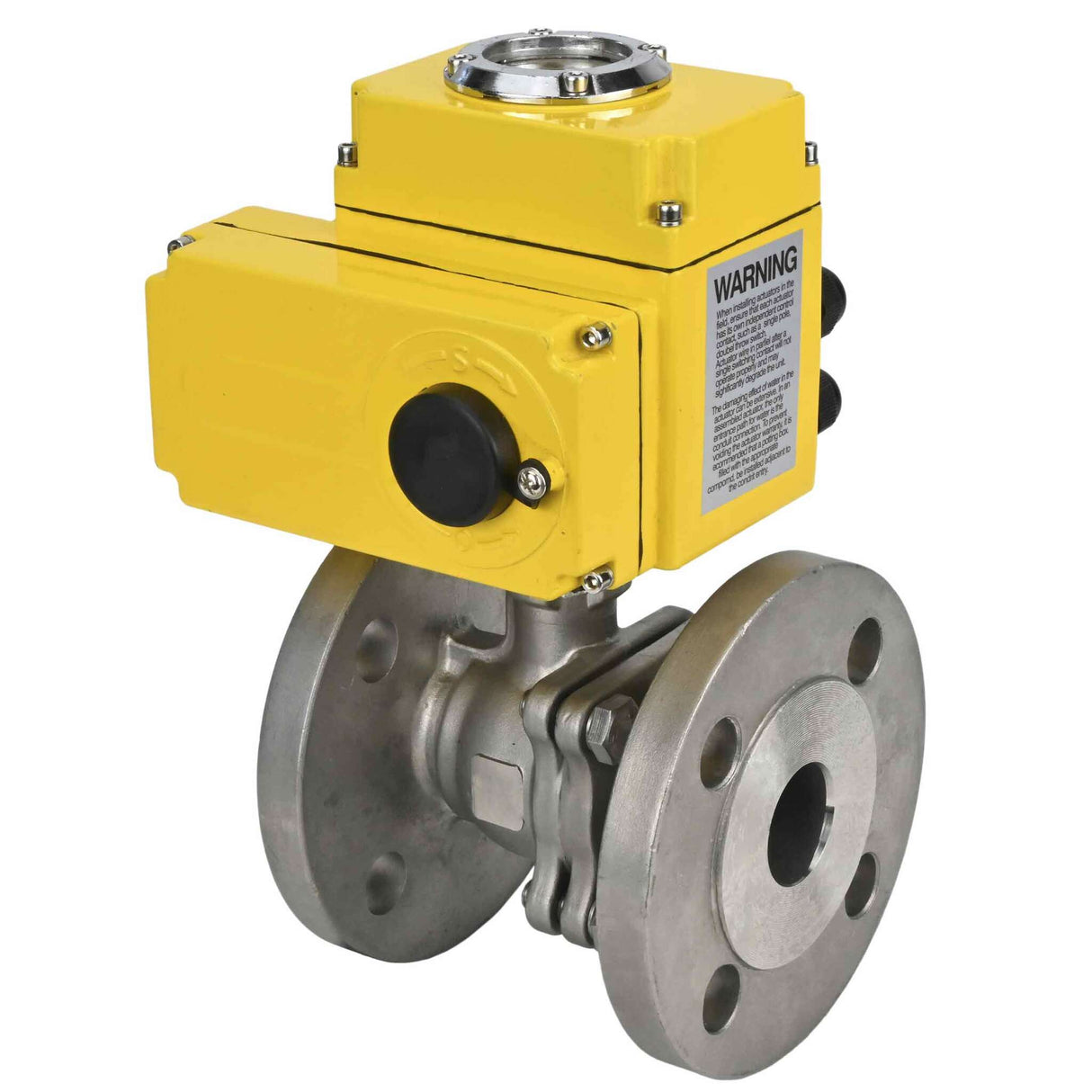Stainless steel ball valve Elephant BV3232P-FP-F, body material - stainless steel AISI 316, seal - PTFE, full port, flanged, electric actuator Elephant 220 V