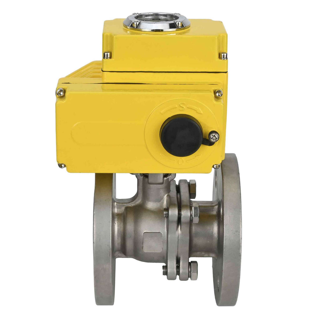 Stainless steel ball valve Elephant BV3232P-FP-F, body material - stainless steel AISI 316, seal - PTFE, full port, flanged, electric actuator Elephant 380 V