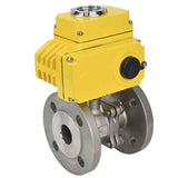 Stainless steel ball valve Elephant BV3232P-FP-F, body material - stainless steel AISI 316, seal - PTFE, full port, flanged, electric actuator Elephant 220 V