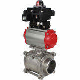 Stainless steel ball valve Elephant BVPP 316.200-ISO 63 bar SS316 full port, for welding, body material - stainless steel, pneumatic actuator Elephant DA, limit switch block APL-410N EX