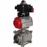 Stainless steel ball valve Elephant BVPP 316.200-ISO PSI914 SS316 full port, for welding, body material - stainless steel, pneumatic actuator Elephant DA, limit switch block APL-410N EX