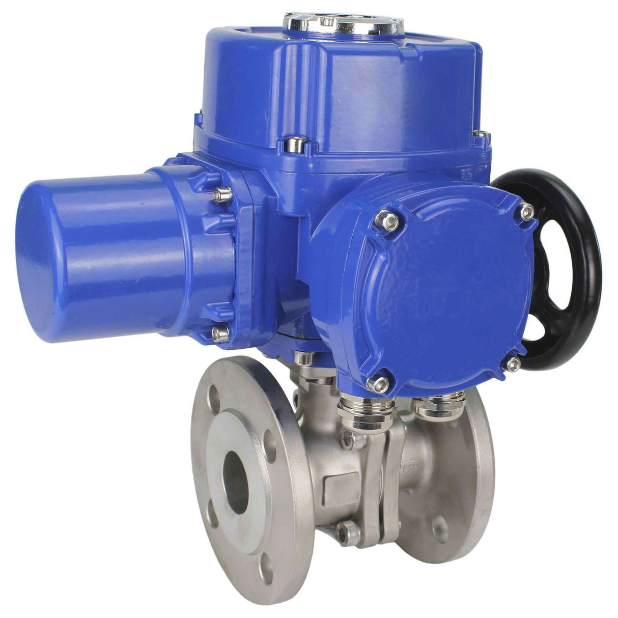 Stainless steel ball valve Elephant BVFP.316.200, body material - stainless steel AISI 316, full port, flanged, with quater-turn electric actuator Elephant QT-W (M) 220V