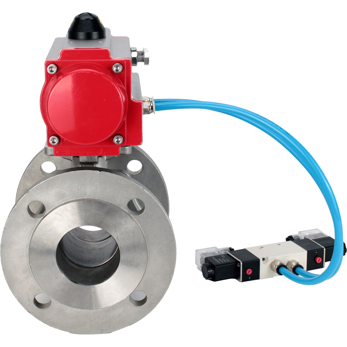 Ball valves Elephant BV3232P(2pc)-FP-F-ISO-H DN15-300 16 bar/16, full bore flanged, stainless steel SS316, seal - PTFE, with pneumatic actuator PA-SA with return springs, with pneumatic distributor 4V320-10 220V