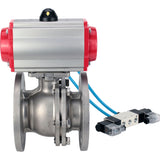 Ball valves Elephant BV3232P(2pc)-FP-F-ISO-H DN15-300 16 bar/16, full bore flanged, stainless steel SS316, seal - PTFE, with pneumatic actuator PA-SA with return springs, with pneumatic distributor 4V320-10 220V