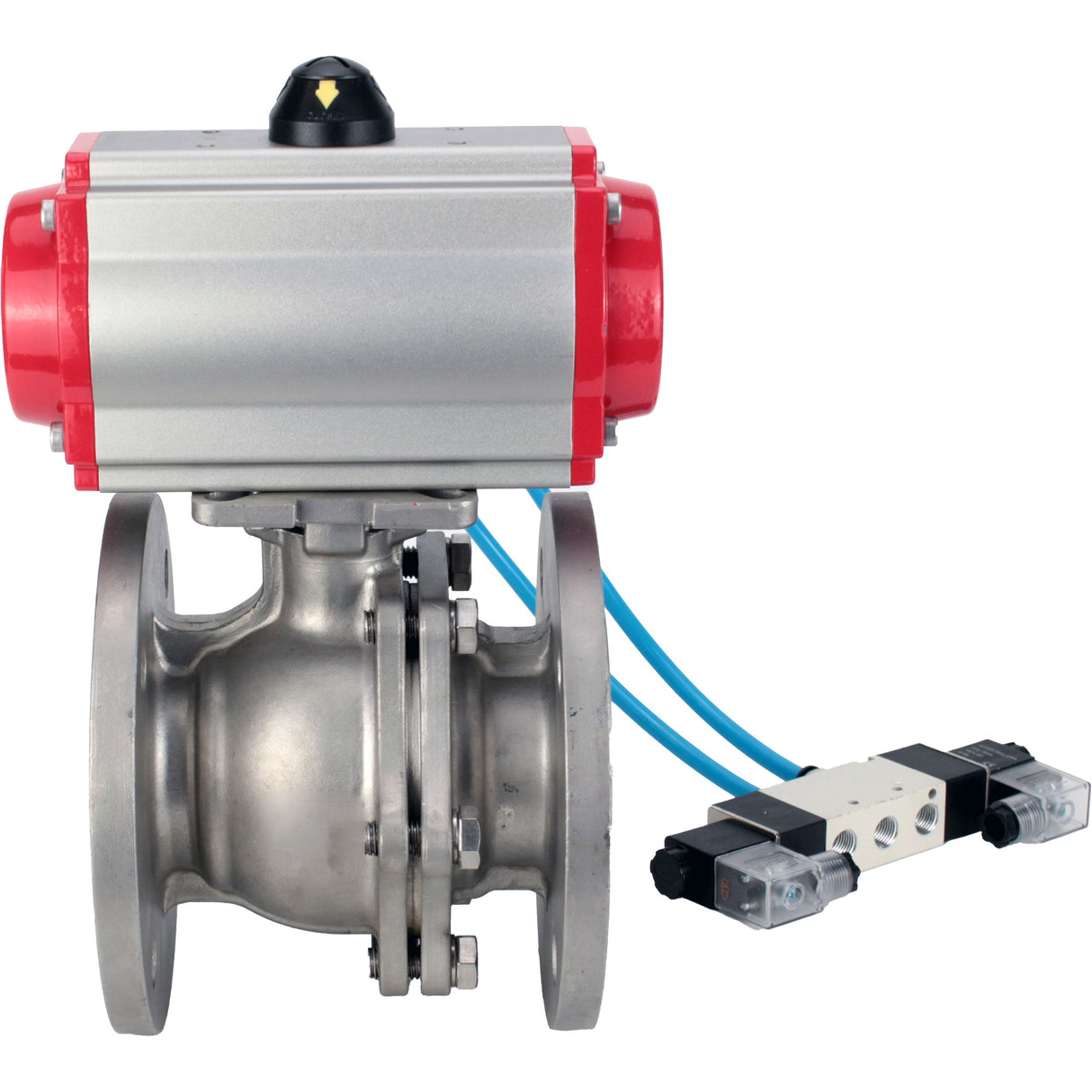 Ball valves Elephant BV3232P(2pc)-FP-F-ISO-H DN15-300 16 bar/16, full bore flanged, stainless steel SS316, seal - PTFE, with pneumatic actuator PA-SA with return springs, with pneumatic distributor 4V320-10 220V