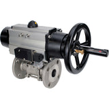 Ball valves Elephant BV3131P(3pc)-FP-F-ISO-H DN65-80 16 bar, three-piece full bore flanged, stainless steel SS304, seal - PTFE, with pneumatic actuator PA-DA-105-1 double acting, with pneumatic distributor 4M310-08 24V