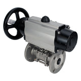 Ball valves Elephant BV3131P(3pc)-FP-F-ISO-H DN65-80 16 bar, three-piece full bore flanged, stainless steel SS304, seal - PTFE, with pneumatic actuator PA-DA-105-1 double acting, with pneumatic distributor 4M310-08 24V