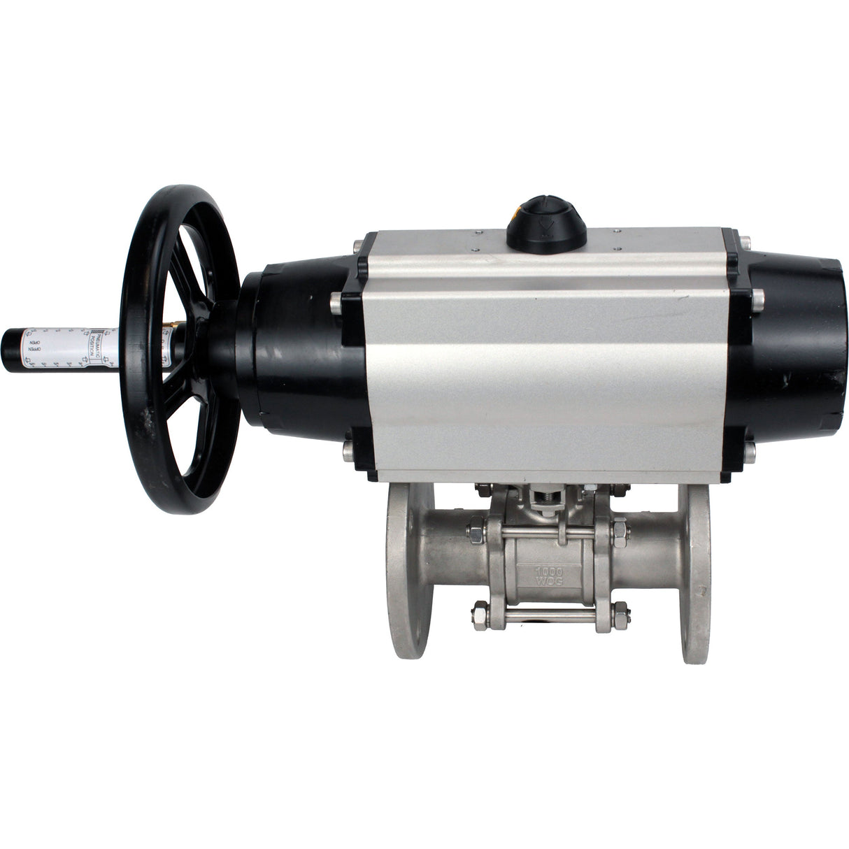 Ball valves Elephant BV3131P(3pc)-FP-F-ISO-H DN65-80 16 bar, three-piece full bore flanged, stainless steel SS304, seal - PTFE, with pneumatic actuator PA-DA-105-1 double acting, with pneumatic distributor 4M310-08 24V