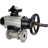 Ball valves Elephant BV3131P(3pc)-FP-F-ISO-H DN65-80 16 bar, three-piece full bore flanged, stainless steel SS304, seal - PTFE, with pneumatic actuator PA-DA-105-1 double acting, with pneumatic distributor 4M310-08 24V, with LSU APL-210N
