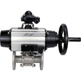 Ball valves Elephant BV3131P(3pc)-FP-F-ISO-H DN65-80 16 bar, three-piece full bore flanged, stainless steel SS304, seal - PTFE, with pneumatic actuator PA-DA-105-1 double acting, with pneumatic distributor 4M310-08 24V, with LSU APL-210N