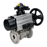 Ball valves Elephant BV3131P(3pc)-FP-F-ISO-H DN65-80 16 bar, three-piece full bore flanged, stainless steel SS304, seal - PTFE, with pneumatic actuator PA-DA-105-1 double acting, with pneumatic distributor 4M310-08 24V, with LSU APL-210N