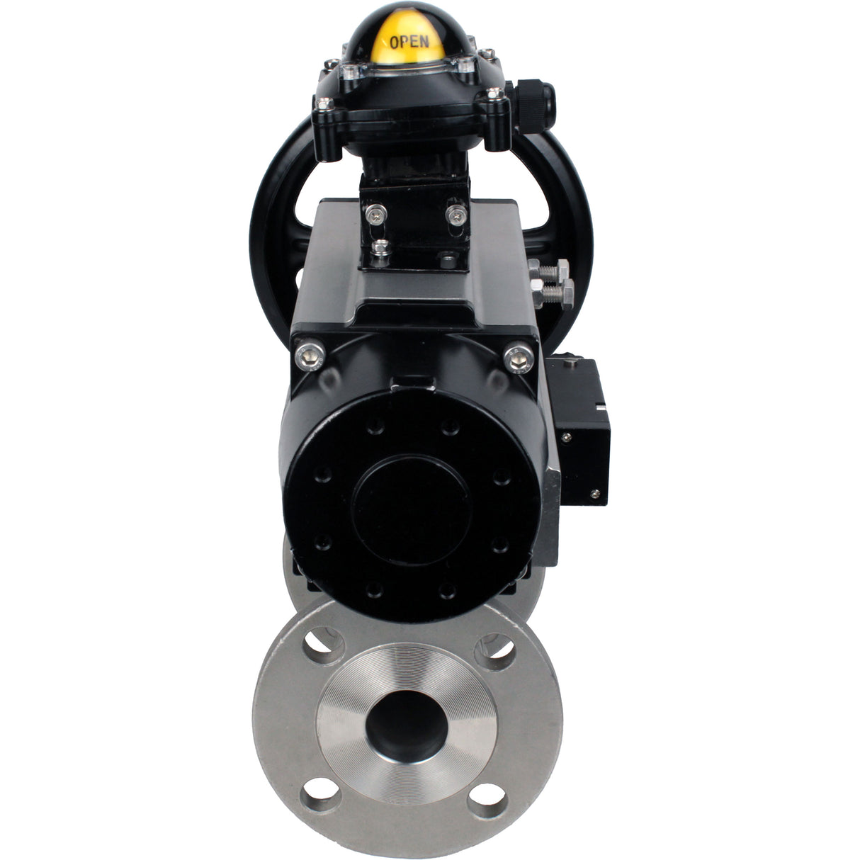 Ball valves Elephant BV3131P(3pc)-FP-F-ISO-H DN65-80 16 bar, three-piece full bore flanged, stainless steel SS304, seal - PTFE, with pneumatic actuator PA-DA-105-1 double acting, with pneumatic distributor 4M310-08 24V, with LSU APL-210N