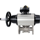 Ball valves Elephant BV3131P(3pc)-FP-F-ISO-H DN65-80 16 bar, three-piece full bore flanged, stainless steel SS304, seal - PTFE, with pneumatic actuator PA-DA-105-1 double acting, with pneumatic distributor 4M310-08 220V, with LSU APL-210N