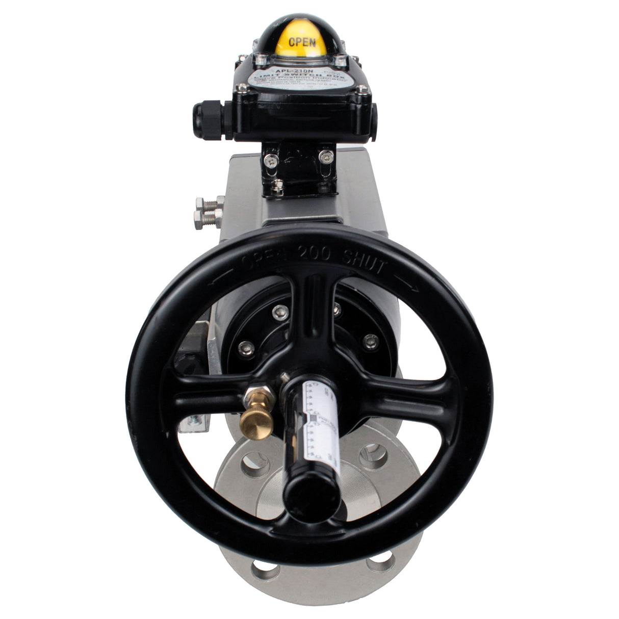 Ball valves Elephant BV3131P(3pc)-FP-F-ISO-H DN65-80 16 bar, three-piece full bore flanged, stainless steel SS304, seal - PTFE, with pneumatic actuator PA-DA-105-1 double acting, with pneumatic distributor 4M310-08 24V, with LSU APL-210N