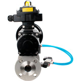 Ball valves Elephant BV3131P(3pc)-FP-F-ISO-H DN65-80 16 bar, three-piece full bore flanged, stainless steel SS304, seal - PTFE, with pneumatic actuator PA-DA-105-1 double acting, with pneumatic distributor 4V320-10 220V, with LSU APL-410N EX