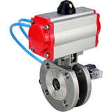 Ball valves Elephant BV3232P-FP-Fb-ISO-H 16 bar, full bore wafer, stainless steel SS316, seal - PTFE, with pneumatic actuator PA-SA with return springs, with pneumatic distributor 4V320-08 220V
