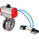Ball valves Elephant BV3232P-FP-Fb-ISO-H 16 bar, full bore wafer, stainless steel SS316, seal - PTFE, with pneumatic actuator PA-SA with return springs, with pneumatic distributor 4V320-08 220V