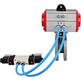 Ball valves Elephant BV3232P-FP-Fb-ISO-H 16 bar, full bore wafer, stainless steel SS316, seal - PTFE, with pneumatic actuator PA-SA with return springs, with pneumatic distributor 4V320-08 220V