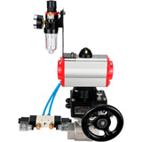 Ball valves Elephant BV3232P(2pc)-FP-T-ISO-H DN10-50 16 bar, full bore coupling, stainless steel SS316, seal - PTFE, with double-acting PA-DA pneumatic actuator, with pneumatic distributor 4V320-08 220V, with manual DNbler MON1-250-T26-ISO, with ATU AFC20