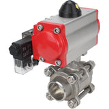 Stainless steel ball valve Elephant kshpp-316200-da-4m310-110/220, body material - stainless steel AISI 316, ball material - stainless steel AISI 316, seal - PTFE, pneumatic actuator operated